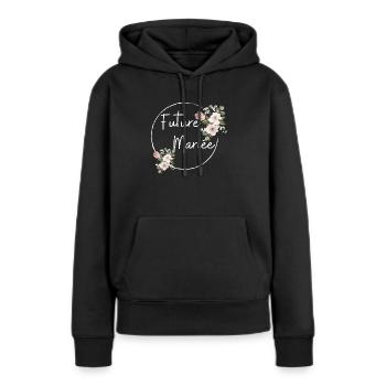 Future mariée floral - Sweat à capuche Premium bio Femme - noir - Devant - Julia (174cm)
