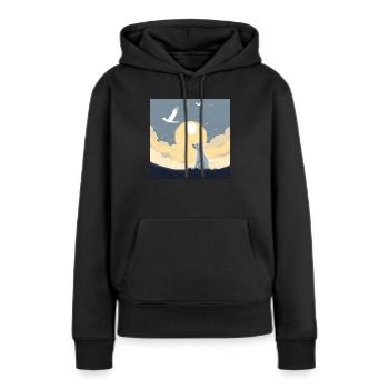 Hund im Himmel - Vierbeiner verlässt die Welt - Frauen Premium Bio Hoodie - Schwarz - Vorne - Julia (174cm)