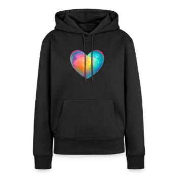 Fête des mères Fiançailles amoureuses Mariage Saint-Valentin - Sweat à capuche Premium bio Femme - noir - Devant - Julia (174cm)