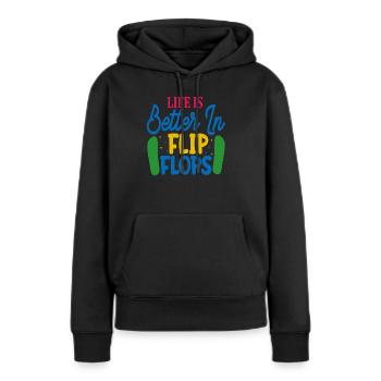 La vie est meilleure à Flip Flops - Sweat à capuche Premium bio Femme - noir - Devant - Julia (174cm)