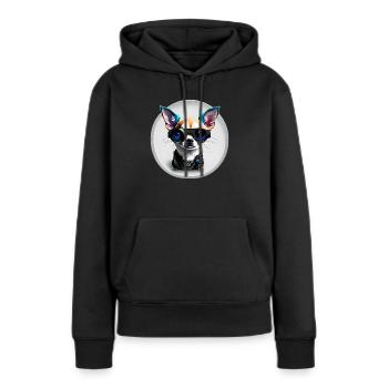 Chihuahua futuriste - Sweat à capuche Premium bio Femme - noir - Devant - Julia (174cm)