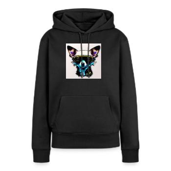 Chihuahua futuriste avec lunettes - Sweat à capuche Premium bio Femme - noir - Devant - Julia (174cm)