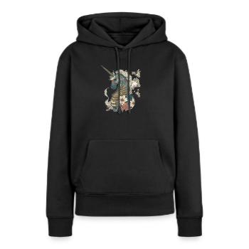 unicorn#01 - Frauen Premium Bio Hoodie - Schwarz - Vorne - Julia (174cm)