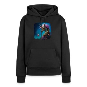 Licorne Cyberpunk - Sweat à capuche Premium bio Femme - noir - Devant - Julia (174cm)