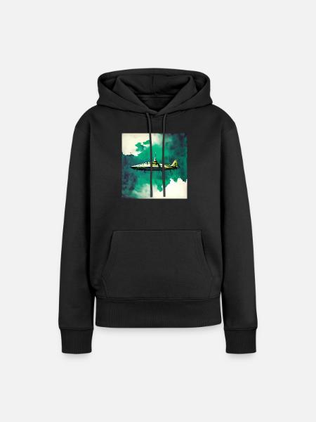 Weltraum-U-Boot-Kampfjet - Frauen Premium Bio Hoodie - Schwarz