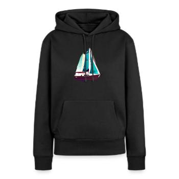 voilier voilier voilier voilier voilier voilier - Sweat à capuche Premium bio Femme - noir - Devant - Julia (174cm)