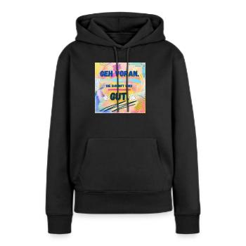 Die Zukunft wird gut - Frauen Premium Bio Hoodie - Schwarz - Vorne - Julia (174cm)