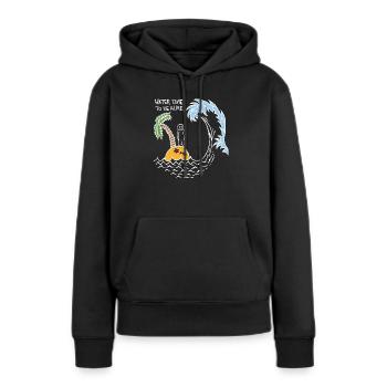 Le temps de l’eau pour être vivant (blanc) - Sweat à capuche Premium bio Femme - noir - Devant - Julia (174cm)
