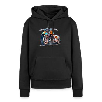 Avec le tricycle, profitez de la nature - Sweat à capuche Premium bio Femme - noir - Devant - Julia (174cm)