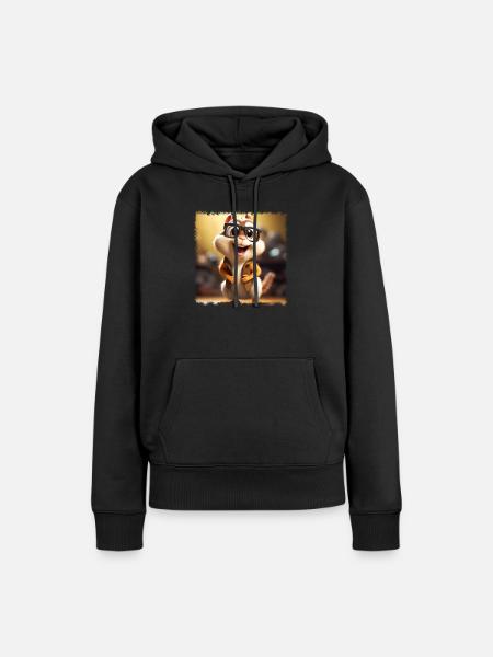 lustiges Streifenhörnchen - Dame Premium hoodie, økologisk bomuld - sort