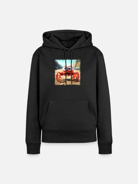 verrückte Krabbe - Dame Premium hoodie, økologisk bomuld - sort