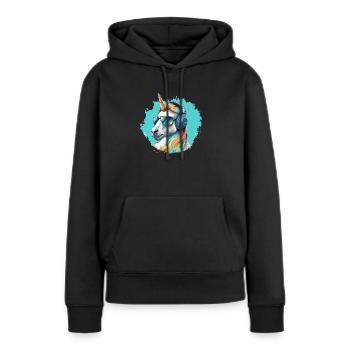 Happy Unicorn - Sweat à capuche Premium bio Femme - noir - Devant - Julia (174cm)