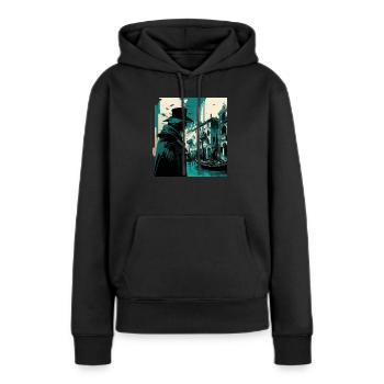 Venise (Italie) - Sweat à capuche Premium bio Femme - noir - Devant - Julia (174cm)