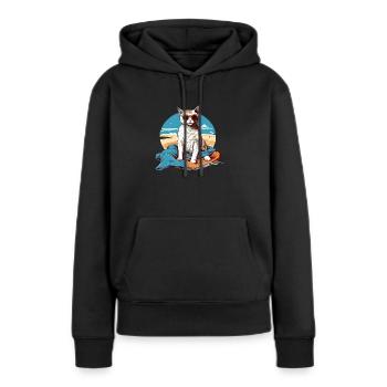 Liko die Pascha-Katze - Frauen Premium Bio Hoodie - Schwarz - Vorne - Julia (174cm)