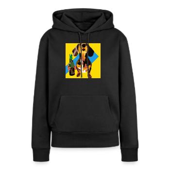 Teckel à bière - Sweat à capuche Premium bio Femme - noir - Devant - Julia (174cm)