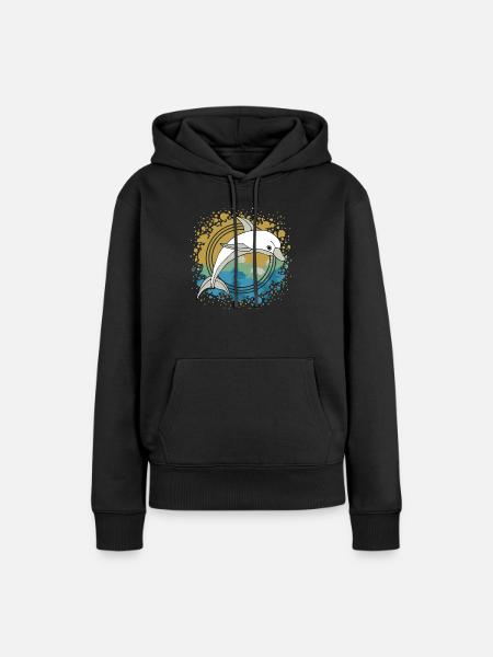 Delfin - Frauen Premium Bio Hoodie - Schwarz