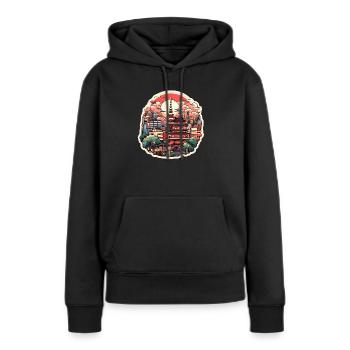 Chine - Sweat à capuche Premium bio Femme - noir - Devant - Julia (174cm)