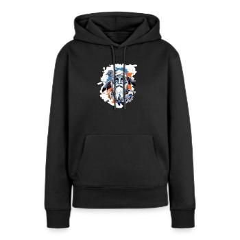 Papy motard siou - Sweat à capuche Premium bio Femme - noir - Devant - Julia (174cm)