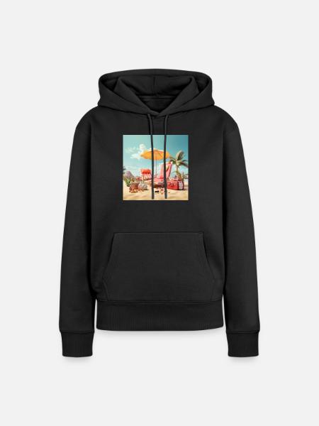 Urlaubsfreude Trendshirt - Frauen Premium Bio Hoodie - Schwarz