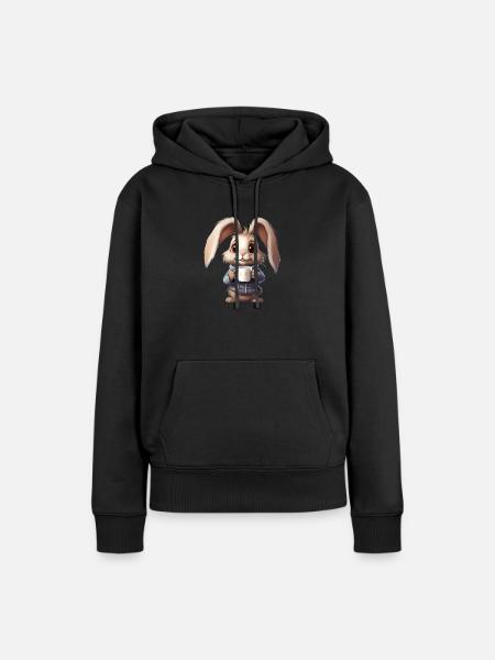 Hase am Morgen - Frauen Premium Bio Hoodie - Schwarz