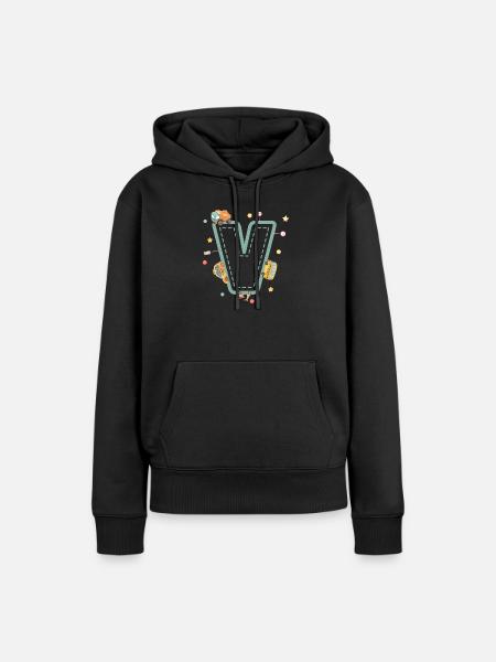 Buchstabe v Fahrzeug - personalisiertes Kindergeschenk - Frauen Premium Bio Hoodie - Schwarz