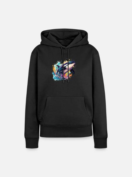 der bunte Orca-Wahl - Frauen Premium Bio Hoodie - Schwarz