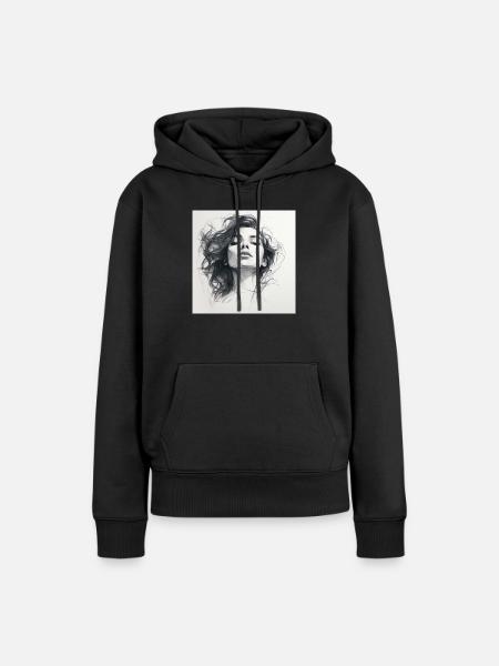 One Line Woman - Frauen Premium Bio Hoodie - Schwarz