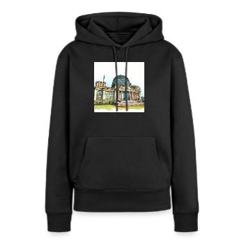 Berliner Bundestag - Frauen Premium Bio Hoodie - Schwarz - Vorne - Julia (174cm)
