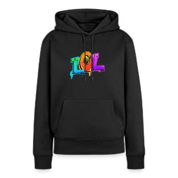 LOL - Sweat à capuche Premium bio Femme - noir - Devant - Julia (174cm)