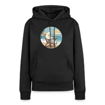 Eisbär im Urlaub - Frauen Premium Bio Hoodie - Schwarz - Vorne - Julia (174cm)