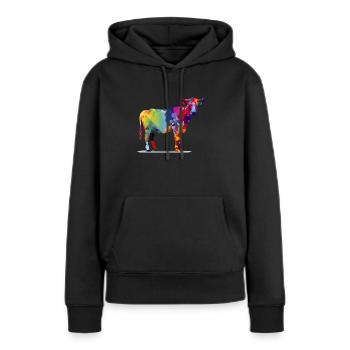 Auch bekannt als die bunte Kuh - Frauen Premium Bio Hoodie - Schwarz - Vorne - Julia (174cm)