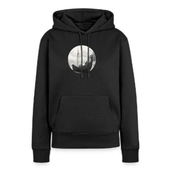 Wikingerschiff auf dem Meer mit Gletscher - Frauen Premium Bio Hoodie - Schwarz - Vorne - Julia (174cm)
