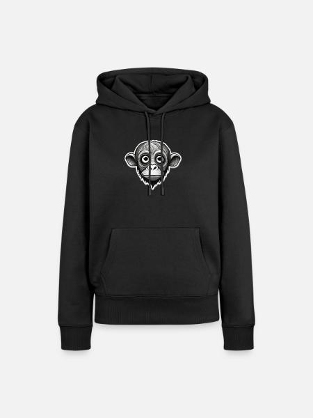 Affe - Frauen Premium Bio Hoodie - Schwarz