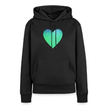 Saint-Valentin, Fête des mères, Amour, Fiançailles, Mariage - Sweat à capuche Premium bio Femme - noir - Devant - Julia (174cm)