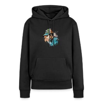 Urban Tom - Sweat à capuche Premium bio Femme - noir - Devant - Julia (174cm)