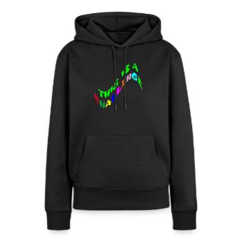 C’est un défi - Sweat à capuche Premium bio Femme - noir - Devant - Julia (174cm)