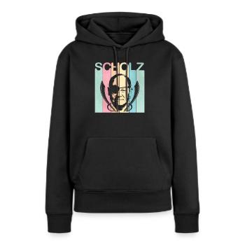 Retro Scholz witzelt Fluch der Karibik - Frauen Premium Bio Hoodie - Schwarz - Vorne - Julia (174cm)