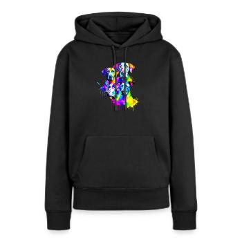 Hunde in den Farben des Regenbogens - Frauen Premium Bio Hoodie - Schwarz - Vorne - Julia (174cm)