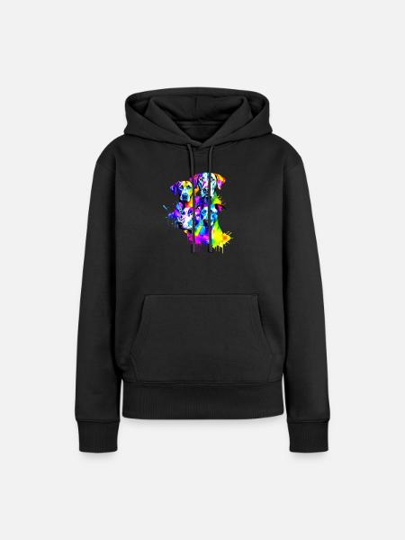 Hunde in den Farben des Regenbogens - Frauen Premium Bio Hoodie - Schwarz