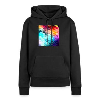 Bunter Hexagon-Rausch - Frauen Premium Bio Hoodie - Schwarz - Vorne - Julia (174cm)