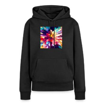 Bunter Hexagon-Rausch - Frauen Premium Bio Hoodie - Schwarz - Vorne - Julia (174cm)