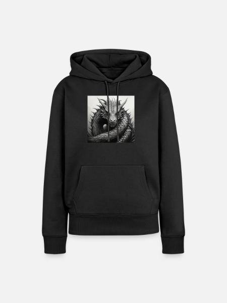 Drache Beschützer - Frauen Premium Bio Hoodie - Schwarz