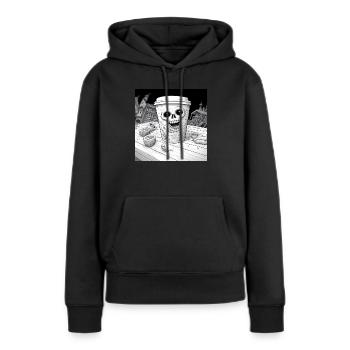 Kaffee - Becher Halloween - Frauen Premium Bio Hoodie - Schwarz - Vorne - Julia (174cm)