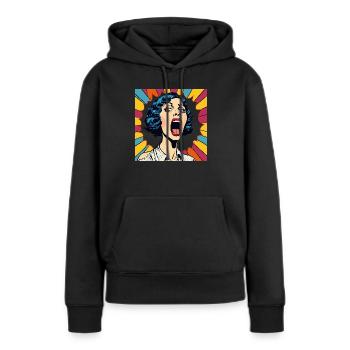 Sie schreit, ich schreie - Frauen Premium Bio Hoodie - Schwarz - Vorne - Julia (174cm)