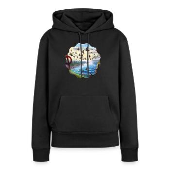 Oiseaux - Sweat à capuche Premium bio Femme - noir - Devant - Julia (174cm)