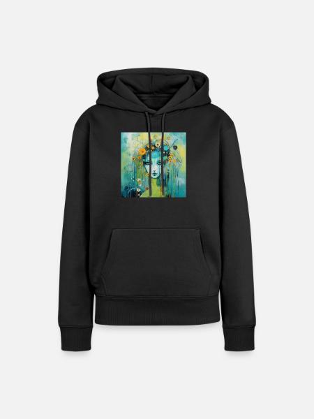Blumenmädchen - Frauen Premium Bio Hoodie - Schwarz