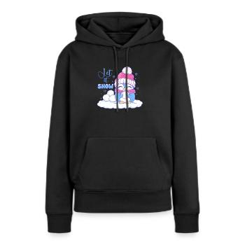 Qu’il neige - Sweat à capuche Premium bio Femme - noir - Devant - Julia (174cm)