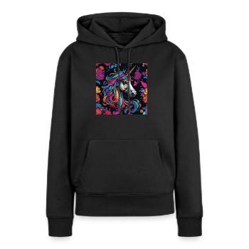 Fantasy Einhorn Pop Art - Frauen Premium Bio Hoodie - Schwarz - Vorne - Julia (174cm)