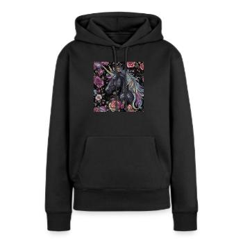 Conception de licorne noire - Sweat à capuche Premium bio Femme - noir - Devant - Julia (174cm)