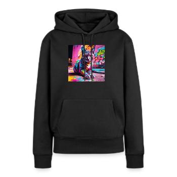 Katze Grafitti - Frauen Premium Bio Hoodie - Schwarz - Vorne - Julia (174cm)